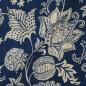 Preview: Voile leichte Baumwolle Blüten Ranken dunkelblau beige